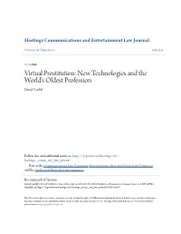 Virtual Prostitution: New Technologies and the World's Oldest Profession David Cardiff