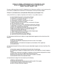 Bureau of Criminal Apprehension List of Firearms Included Within the Definition of "Semiautomatic Military-Style Assault Weapon" August 1, 2008