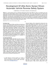 Development of Ultra Sonic Sensor Driven Automatic Vehicle Reverse Safety System