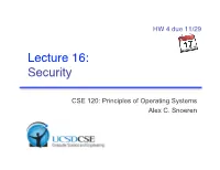 Lecture 16: Security