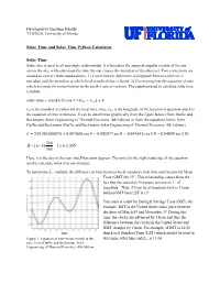 Solar Time and Solar Time Python Calculator Solar Time