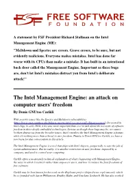 The Intel Management Engine: an Attack on Computer Users' Freedom by Denis Gnutoo Carikli