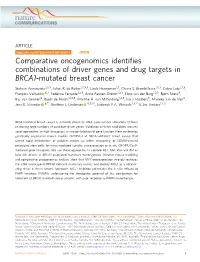 Comparative Oncogenomics Identifies Combinations of Driver Genes And