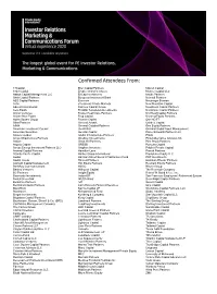 Confirmed Attendees From