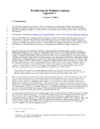 Deciphering the Dolphin Language Appendix U 1