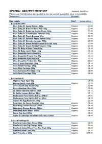 GENERAL GROCERY PRICELIST Updated 06/05/2021 Please Use the List Below As a Guideline, but We Cannot Guarantee Price Or Availability