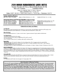 Rubberducks Game Notes 051418