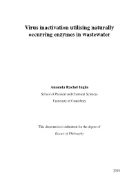 Virus Inactivation Utilising Naturally Occurring Enzymes in Wastewater