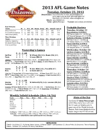 2013 AFL Game Notes