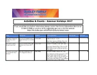 Activities and Events Throughout the Week
