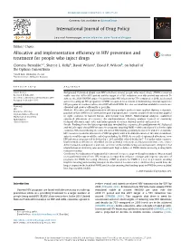 Allocative and Implementation Efficiency in HIV Prevention and Treatment for People Who Inject Drugs