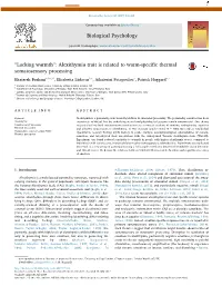 “Lacking Warmth” Alexithymia Trait Is Related to Warm-Specific Thermal Somatosensory Processing
