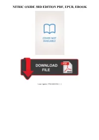 Nitric Oxide 3Rd Edition Pdf, Epub, Ebook