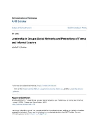 Social Networks and Perceptions of Formal and Informal Leaders