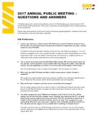 2017 Annual Public Meeting – Questions and Answers