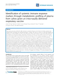 Identification of Systemic Immune Response Markers Through