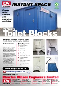INSTANT SPACE ECO RANGE AVAILABLE Secure Toilet, Shower and Changing Facilities