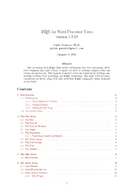 LATEX for Word Processor Users Version 1.0.10