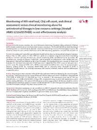 Monitoring of HIV Viral Load, CD4 Cell Count, and Clinical Assessment