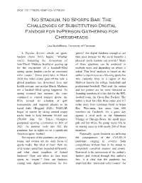 No Stadium, No Sports Bar: the Challenges of Substituting Digital Fandom for In-Person Gathering For
