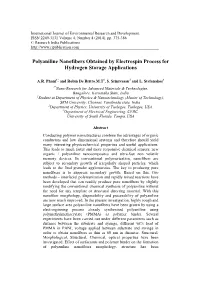 Polyaniline Nanofibers Obtained by Electrospin Process for Hydrogen Storage Applications