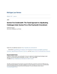 Section Five Overbreadth: the Facial Approach to Adjudicating Challenges Under Section Five of the Fourteenth Amendment