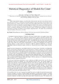 Statistical Diagnostics of Models for Count Data