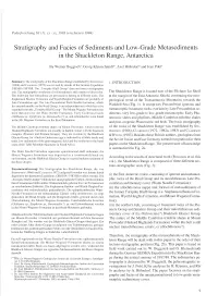 Stratigraphy and Facies of Sediments and Low-Grade Metasediments in the Shackleton Range, Antarctica