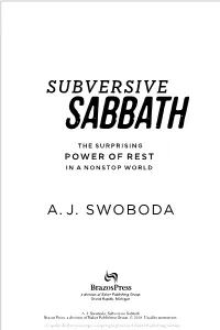 Subversive Sabbath the Surprising Power of Rest in a Nonstop World