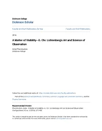A Matter of Visibility—G. Chr. Lichtenberg's Art and Science of Observation