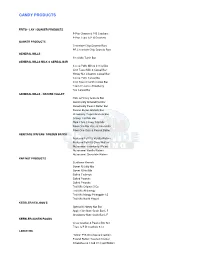 Candy Product List