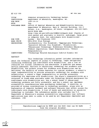 DOCUMENT RESUME Computer Accessibility Technology Packet