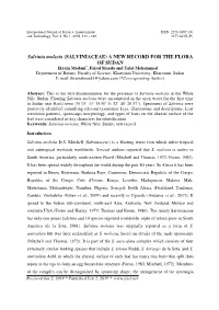 Salvinia Molesta (SALVINIACEAE) a NEW RECORD for the FLORA