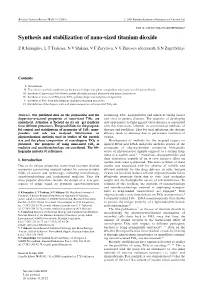 Synthesis and Stabilization of Nano-Sized Titanium Dioxide