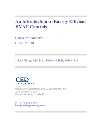 An Introduction to Energy Efficient HVAC Controls