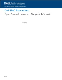 Dell EMC Powerstore Open Source License and Copyright Information