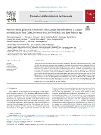 Olive, Grape and Subsistence Strategies at Palaikastro, East Crete, Between the Late Neolithic and Late Bronze Age