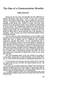 The Idea of a Communitarian Morality