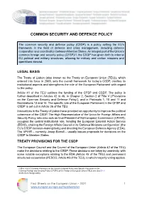 Common Security and Defence Policy