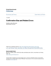 Confirmation Bias and Related Errors