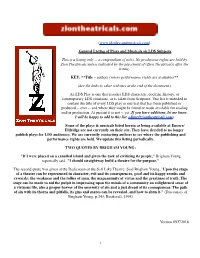 ( General Listing of Plays and Musicals on LDS Subjects This Is a Listing Only -- a Compendium of Ti
