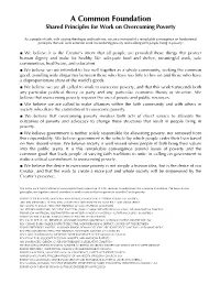 A Common Foundation Shared Principles for Work on Overcoming Poverty