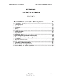 Appendix B Existing Vegetation Midewin National Tallgrass Prairie Final Environmental Impact Statement