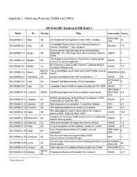 Appendix I. Observing Programs 2008B and 2009A