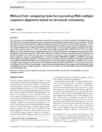 Comparing Tools for Noncoding RNA Multiple Sequence Alignment Based on Structural Consistency