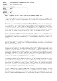 Polio: Expected Result of Low Priority Given to Basic Health Care