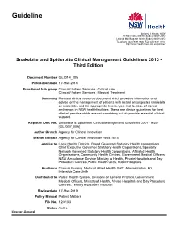 Snakebite and Spiderbite Clinical Management Guidelines 2013