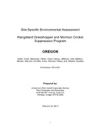 Site-Specific Environmental Assessment Rangeland Grasshopper and Mormon Cricket Suppression Program