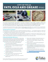 Fats, Oils and Grease (Fog)