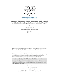 Institutional Prerequisites of Financial Fragility Within Minsky's Financial